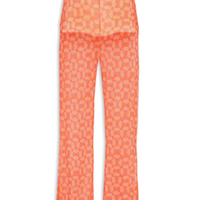 Calça Feminina Tule Estampado - Laranja