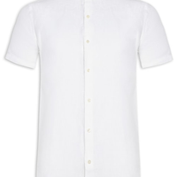 Camisa Masculina Roma Linho Manga Curta - Branco