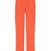 Calça Feminina Linho Abotoamento Perna - Vermelho