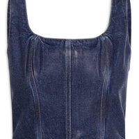 Top Feminino Jeans Resinado Azul