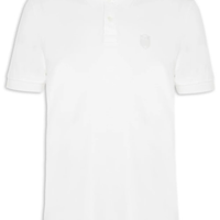 Polo Masculina Manga Curta Brasão Embossed Color - Off White