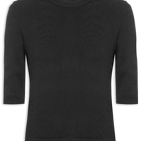 Blusa Feminina Decote Redondo Em Tricot - Preto