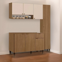 Cozinha Modulada Completa 3 Peças THB Mag, Naturale e Off White 160 cm