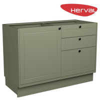 Balcão de Cozinha Herval Liz 1 Porta, 3 Gavetas , Verde 120 cm