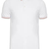 Polo Masculina Manga Curta Friso Rajado - Branco