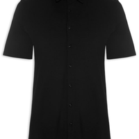 Camisa Masculina Mangas Curtas Viscose - Preto