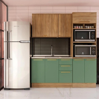 Cozinha Modulada Completa 4 Peças Kappesberg Botanic, Nogueira e Verde Oliva 240 cm
