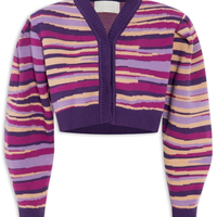 Cardigan Feminino Tricot Jacquard Horizonte - Roxo