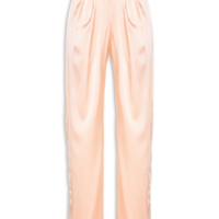 Calça Feminina Pantalona Cintura Alta Em Seda - Rosa