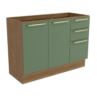 Cozinha Modulada Completa 4 Peças Kappesberg Botanic, Nogueira e Verde Oliva 240 cm