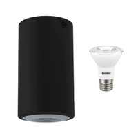 Plafon de Sobrepor Cannon Preto e Lâmpada 6,9 cm Taschibra Dicroica 7W, Branco 2700K