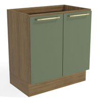 Balcão de Cozinha Kappesberg 2 Portas Botanic, Nogueira e Verde Oliva 80 cm
