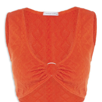 Top Cropped Malha Tricot Aviamento Metal - Laranja