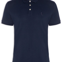 Polo Masculina Manga Curta Piquet Clássica - Azul