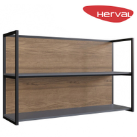 Nicho para Cozinha Aéreo MDF Herval Uno, Grafite e Louro Freijó 120 cm
