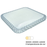 Painel Plafon LED de Sobrepor Modaza Lumiere com 3 Temperaturas, Quadrado, 34 cm