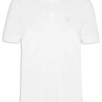Polo Masculina Manga Curta Brasão Embossed Color - Off White