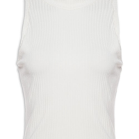 Blusa Feminina Cropped Raglan Canelada - Off White