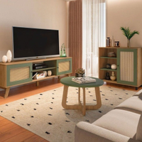 Sala de Estar Completa Artely, Rack, Buffet e Mesa de Centro Charlotte, Menta