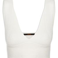 Top Tricot Canelado Decote V - Off White