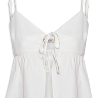 Blusa Feminina Linho Amarração Frente - Branco