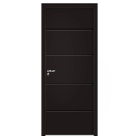 Kit Porta de Madeira Pinhal 15 a 20 cm, Abertura à Direita, Preta, 214 x 95 cm