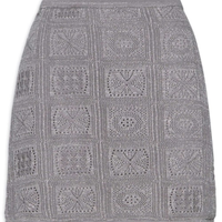 Saia De Tricot Curta Com Lurex - Cinza