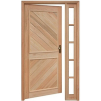 Kit Porta de Madeira Eucalipto Rondosul P12 Externa, Abertura à Esquerda 213x109 cm