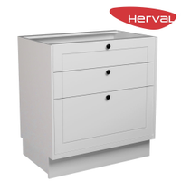 Balcão de Cozinha 3 Gavetas Herval Liz, Branco 80 cm