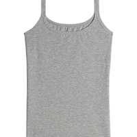 Blusa De Alcas Finas Em Algodao Natural - Cinza