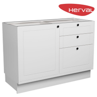 Balcão de Cozinha Herval Liz 1 Porta, 3 Gavetas , Branco 120 cm