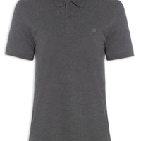 Polo Masculina Piquet Stretch Básica - Cinza