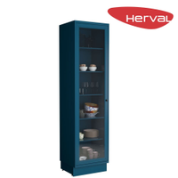 Cristaleira de Vidro 1 Porta Herval Liz, Azul 60 cm