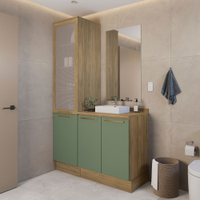 Conjunto de Banheiro Modulado 3 Peças Kappesberg Botanic, Nogueira e Verde Oliva