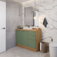 Cozinha Modulada Completa 4 Peças Kappesberg Botanic, Nogueira e Verde Oliva 240 cm