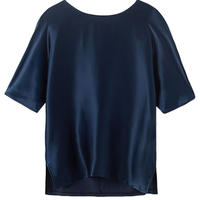 Blusa Manga Curta Em Seda e Modal - Azul