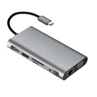 Hub MD9 10 Portas USB 3.0 HDMI USB Tipo C VGA RJ45 Micro SD TF Card - 9537