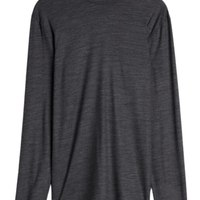Camiseta De Manga Comprida Em Lã Merino Gola Alta - Cinza Escuro