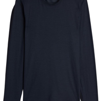 Camiseta Manga Comprida Lã Merino Decote Redondo - Azul