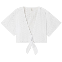 Blusa Cropped Bordado Inglês Hello Sunshine - Branco