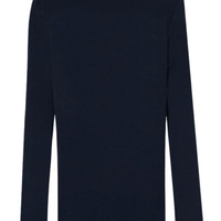 Blusa Manga Comprida Com Decote Amplo Em Lã e Seda - Azul