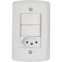 Conjunto 4x2 2 Interruptores Simples 10 A 250 V 1 Tomada 2P+T 10 A 250 V Tramontina Lux2