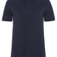 Polo Masculina Interlock em Algodão Pima - Azul