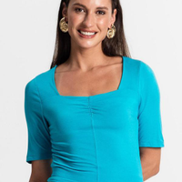 Blusa Feminina Manga Curta - Azul
