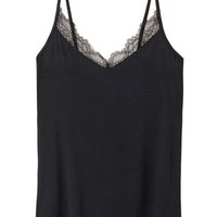 Blusa Em Modal Ultralight Com Cashmere e Renda - Preto