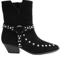 Bota Feminina Salto Médio Cow Suede - Preto