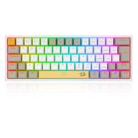 Teclado Mecânico Redragon Fizz Switch Brown RGB C/Fio Amarelo Branco e Cinza