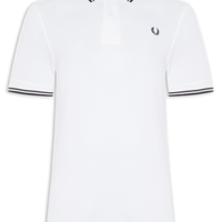 Polo Masculina Twin Tipped Regular Fit Em Piquet De Algodão - Branco