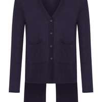 Cardigan Feminino Fenda Puro Cashmere Light - Azul