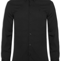 Camisa Masculina Tricoline Elastano - Preto